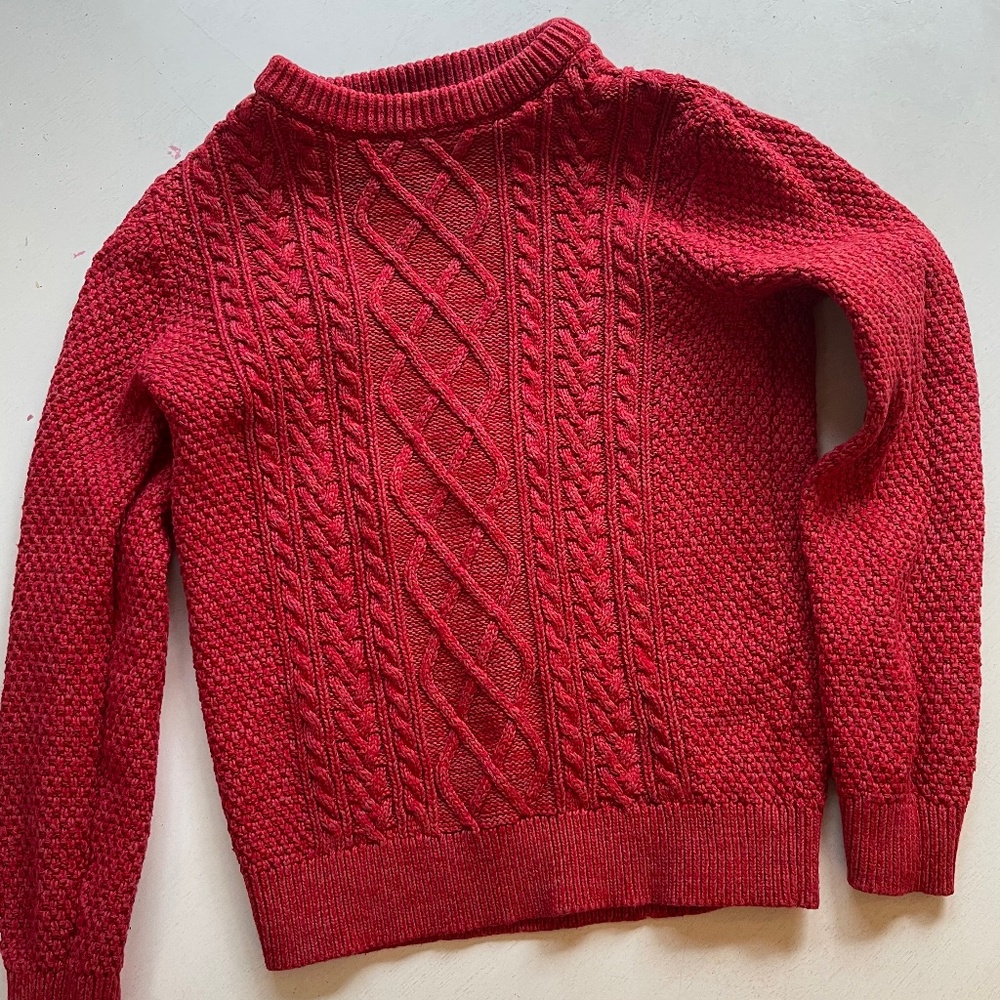 Red cable kit sweater
